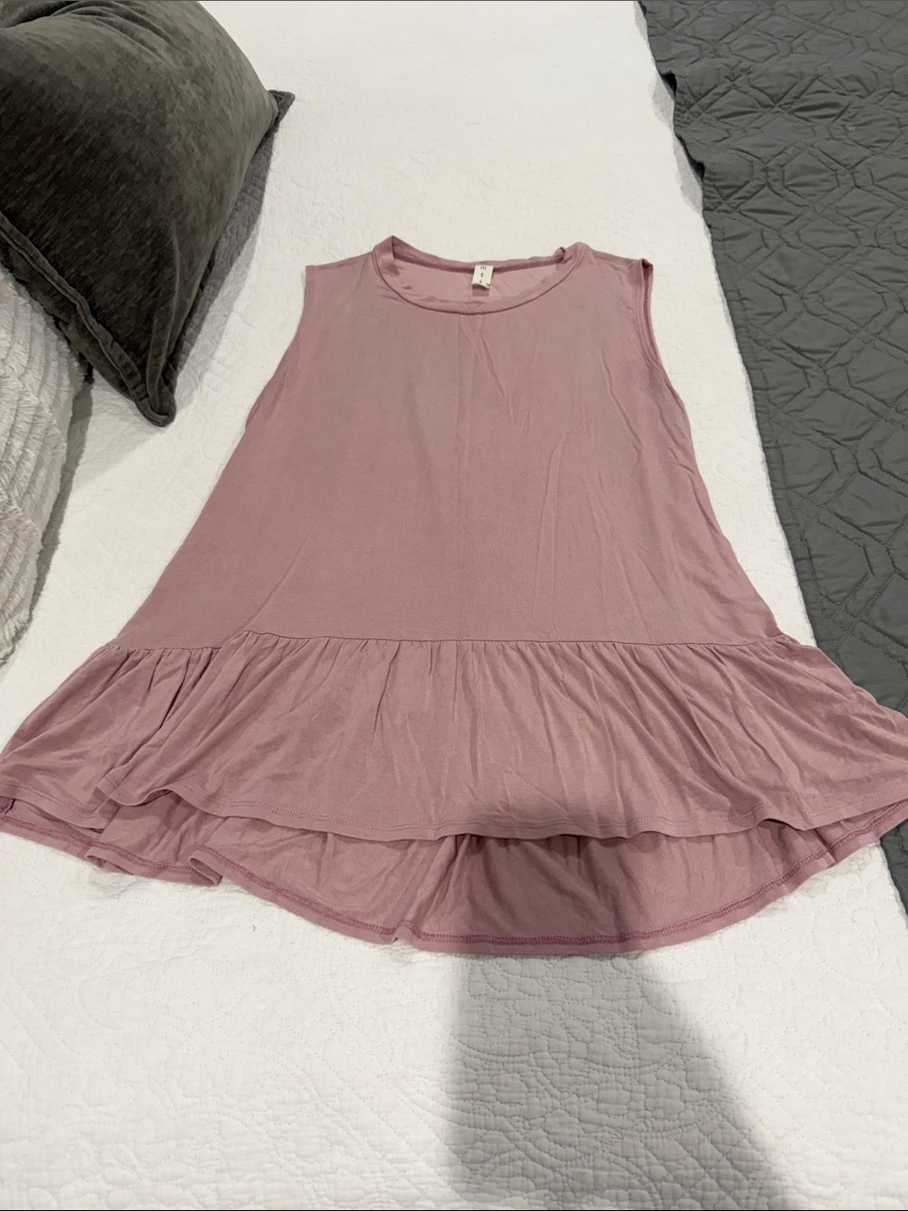 mts Mauve Pink Ruffle Hem Sleeveless Blouse
